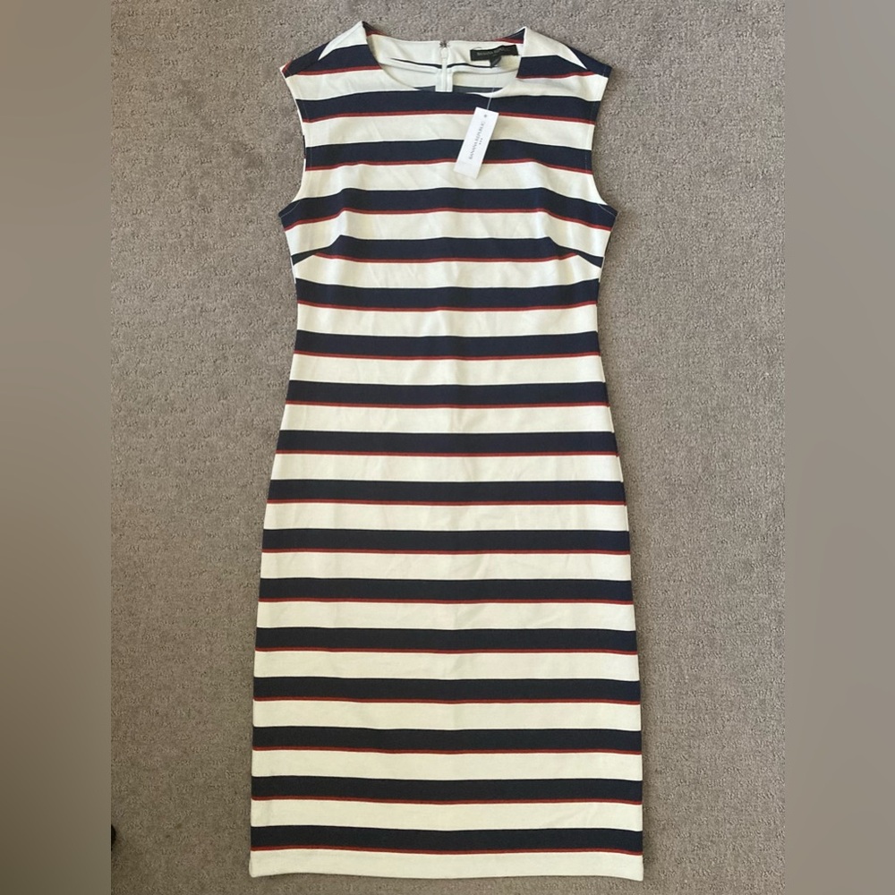 NWT Banana Republic navy & red stripe sheath dress, Sz 2.